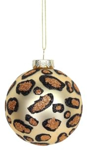 Heaven Sends Glass Gold Leopard Print Christmas Tree Bauble With Gold Hanging Twine