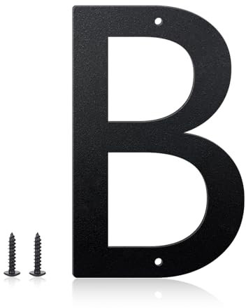 Numeri civici e lettere in metallo da 20 cm per cartelli esterni, numeri civici per esterni, lettere e numeri in alluminio per porte, cassette postali, giardino, perfetti per casa o ufficio (lettera B