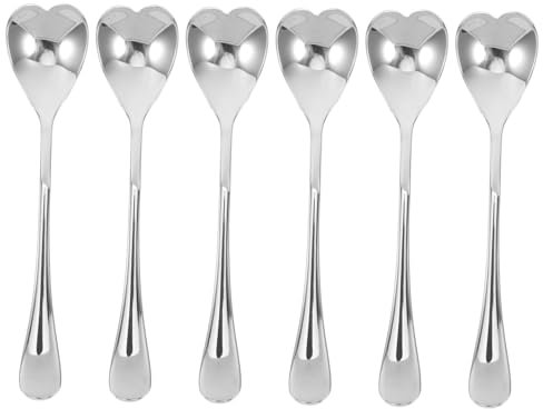 Gatuida 6stücke Herzform Teelöffel Mini Esslöffel Aus Edelstahl Langer Griff Kaffeelöffel Für Desserts Tee Und Eiscreme Küchenlöffel