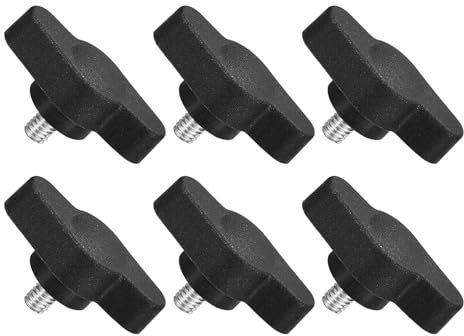 QUARKZMAN 6pz Manopole ad Alette a T a Farfalla, Manopola Serraggio Vite M4 x 6mm Filettatura Maschio Viti Acciaio Inossidabile 304 Maniglia 27mm Dia per Sostituzione Manopola, Nero