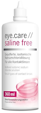 Eye.care ph-neutrale Kochsalzlösung für Kontaktlinsen – ohne Konservierung – isotonische Saline Free Solution für harte und weiche Kontaktlinsen bei empfindlichen Augen 360 ml