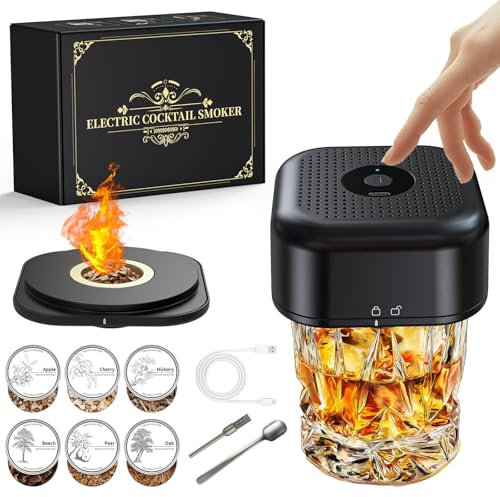 Kit fumoir à whisky électrique, rechargeable par USB, kit fumoir sans flamme, cadeau d'anniversaire unique pour homme