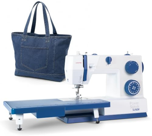 VERITAS Power Stitch Denim Nähmaschine – XXL Anschiebetisch, Einfädelhilfe, Fußpedal, bis 1.000 Stiche/Min., einstellbarer Nähfußdruck, Freiarm – für Jeans, Leder & feine Stoffe