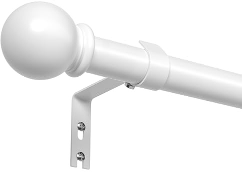 Gardinenstange Weiß 81-126cm, 16mm Vorhangstange für Schlafzimmer, Wohnzimmer, Küche Curtain Rod Weiß Matt PeSenp