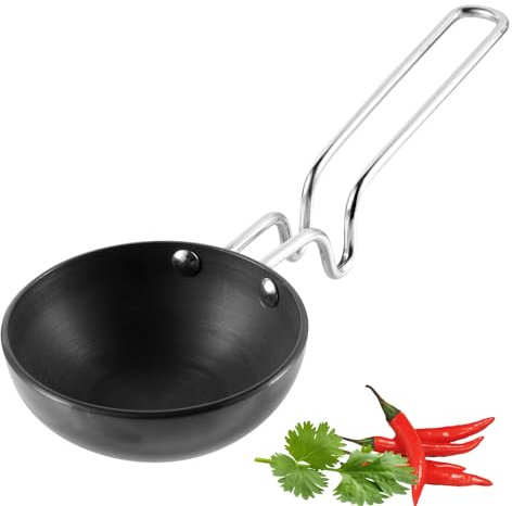 ZenithCart Hard Anodised Black Tadka Pan – 3.25mm Thick, Natural Stick-Resistant & Metal Spoon Friendly | Seasoning Pan for Indian Cooking | 300ml | Pack of 1