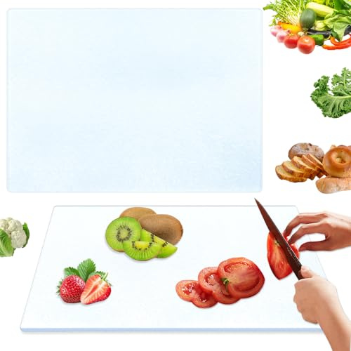 2 Stück Schneidebrett aus Gehärtetem Glas 28x20 cm - Transparentes Glasplatte mit Rutschfesten Silikonfüßen Bruchfest Hitzebeständig - für Gemüse Fleisch