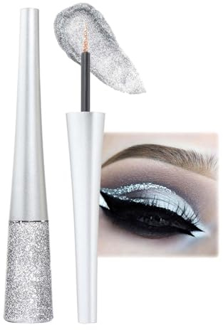 Clawrex Eyeliner con brillantini, eyeliner metallizzato, impermeabile, Shimmer Eye Liner, trucco per occhi glitterati (bianco)