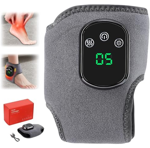 Aktualisiertes 4-in-1 Fußmassagegerät, Fussmassagegerät elektrisch, tragbarer kabelloser Knöchelmassagegerät, Fußwärmer mit 3 Vibrationsmodi, 5 Heizstufen und Timer-Funktion
