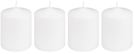 Idéer med hjärta | blockljus | vit, rund | set om 4 | Ø 7 cm, 10 cm hög | brinntid 30 timmar, hushållsljus av paraffin, oparfymerade