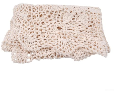 Besttoolifes Mantel rectangular de encaje de ganchillo de algodón hueco hecho a mano, tapete vintage de 40 x 60 cm, para decoración del hogar y cafetería (beige)