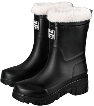 XYNM Gummistövlar herr Wellies Frauen Wasserdichte Stiefel Damen Regenstiefel für Kurze Röhre Welly Boots Nicht -Schlupf -knöchel Gartenstiefel-36-schwarz-m