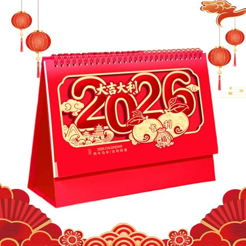 Calendario Chino 2026 Planificador Mensual Chino de la Buena Suerte