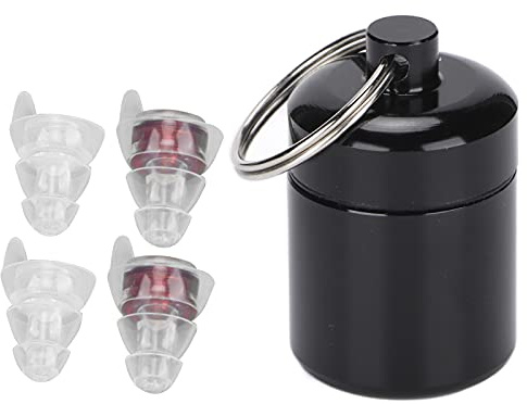 Reusable Silicone Ear Plugs, Noise Reduction Ear Protection for Music Performances Water Sports, Soft Washable Hearing Protection with Metal Keychain Case for Concerts Swimmers