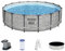 Bestway Steel Pro MAX - Set completo per piscina con pompa filtro, Ø 488 x 122 cm, effetto pietra (grigio crema), rotondo