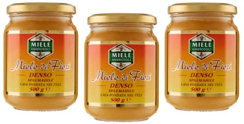 Ambrosoli Miele di Fiori Denso Spalmabile Lot de 3 pots de miel dense 500 g