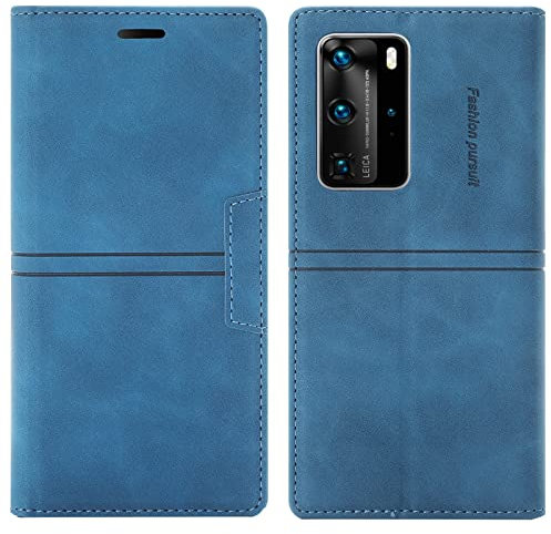 OKZone Funda para Huawei P40 Pro, Carcasa Huawei P40 Pro, Funda Libro Huawei P40 Pro Libro con Tapa de Cuero Piel Wallet Case Flip Cover con Magnetica, Ranuras para Tarjetas para P40 Pro (Azul)