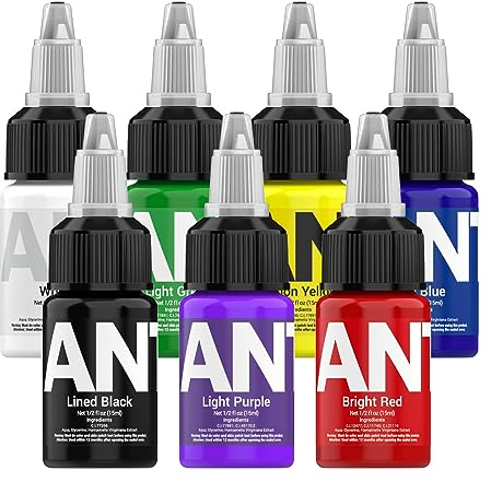Premium Tattoo Farbe Set,7 Farben Tattoo Tinte 0.5oz 15ml Tattoo Ink für Anfänger und Künstler