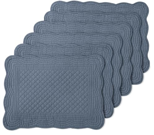 MABOZOO 100% Cotton Quilted Placemats Set of 6,Washable Cloth Table Placemats for Kitchen & Dining Table