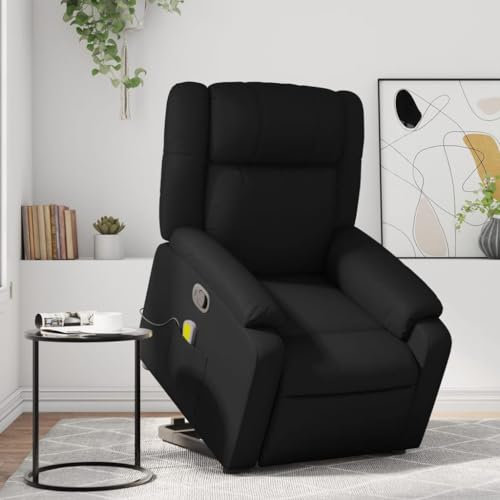 Homgoday Aufstehsessel, Massagesessel mit Aufstehhilfe, Fernsehsessel, Relaxsessel mit Liegefunktion, Ruhesessel Liegesessel, TV Sessel für Wohnzimmer Schwarz Kunstleder
