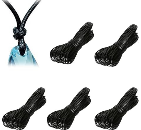 25m Leather Cord, Leather Necklace, 2mm Necklace String, Waxed Cord for Jewellery Making, Black String, Necklace Cord, Black Bracelet Necklace Cord for Jewelry Making Crafting and Bracelet Making ﻿