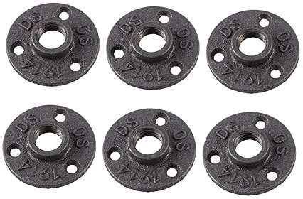 Veemoon 12 Piezas Fijaciones De Brida Para Tuberías De Agua Accesorio De Brida De Suelo De Montaje Pared Color Negro Material Hierro Fundido