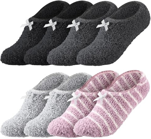 Utensilios 4 pares calcetines mullidos EU 35-40, antideslizantes, suaves, térmicos, multicolor