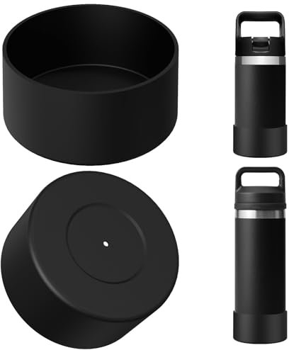 Linkidea Lot de 2 housses de protection pour bouteille d'eau compatibles avec YETI Rambler Jr. Kids 12 oz, Rambler 12 oz/18 oz, Yonder 20 oz/25 oz, en silicone antidérapant pour (Noir)