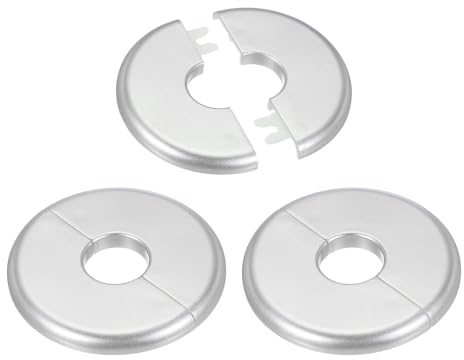 PATIKIL Cache Mitigeur Douche, 3pcs Écussons en ABS Garniture Robinet Douche Muraux pour 23.5mm, Décoration Rosace Robinet Coffrage Caches Tuyaux d'Eau Chauffage Plomberie Mural, Argenté