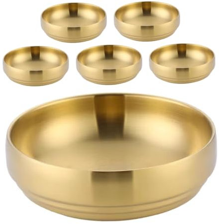 SOIMISS 6pezzi Ciotole Per Salse in Acciaio Mini Ciotole Rotonde Per Condimenti Per Antipasti Kimchi e Sushi Uso e Servire