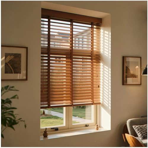 Persiana de Aluminio - persianas venecianas A Medida - Lamas De 5cm - Protección contra la luz y el deslumbramiento - para Hogar y Oficina Fácil Instalación(Reddish Brown)