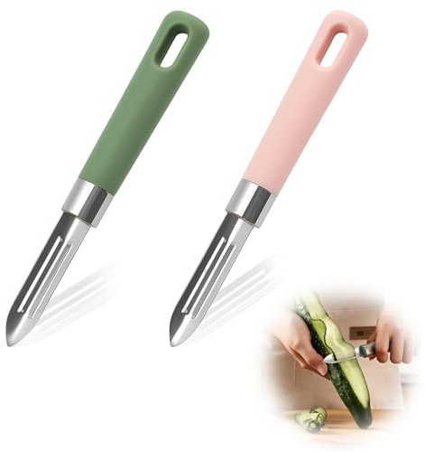 2 Stück Edelstahl Kartoffelschäler – Scharfer Sparschäler & Gemüseschäler Set – Ergonomischer Schäler für Kartoffeln, Karotten, Gurken & Obst – Robust, leicht, vielseitig für jede Küche