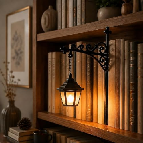 Bibliotekslykta Dekorativ Bokhyllebelysning, Läsbokhyllans Lampa Ljus för Bokälskare, Antik Led Spöke Bokhyllans Nisch Lampa Ornament för Studie Läshörna, Unikt Present för