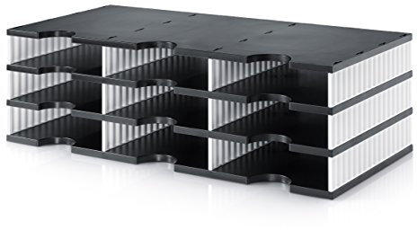 Styro Trio 9 fach Dokument Station – Weiß/Schwarz
