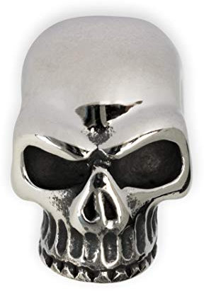 Fly Style Totenkopf Bartperle aus Edelstahl - Innendurchmesser 5mm - Wikinger Bartschmuck - Männer Schmuck