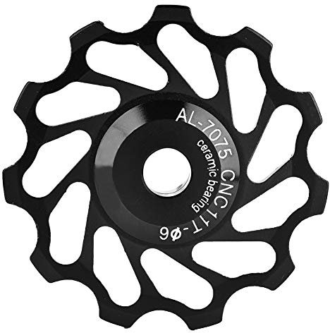 Alomejor Umwerfer Riemenscheibe Aluminiumlegierung Keramik Stützrad Fahrradführung Hinten für 4/5/6 mm Führungsrad(11T-Schwatz)