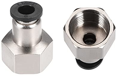 sourcing map 2 Pcs Conector Manguera Empuje 6mm OD Plateado Tono Piezas | Racor Neumatico Recto, Tubo de x 3/8 PT Hembra, Adaptador Manguera Tubo, Enchufe Rapido Neumatico