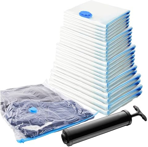 Spacesaver Space Bags Vacuum Storage Bags (Variety 20 Pack) Save 80% on Clothes Storage Space - Vacuum Seal Bags for Clothing, Comforters, etc - Compression Seal for Closet Storage. Pump for Travel