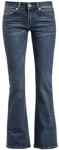 Black Premium by EMP Femme Jean Bootcut Bleu foncé avec évasement et lavis Clair W27L30
