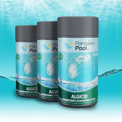 Paradies Pool Algizid für Pool, schaumfrei, Algenschutz, Schwimmbecken, chlorfreies Algenschutzmittel, algenvorbeugend, Schutz vor Algenbildung, Inhalt: 3 Liter