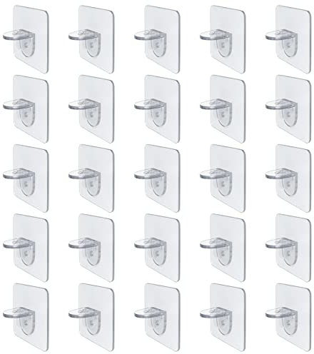Huianpen 25 tasselli di supporto per scaffalatura, ganci aderenti, supporti adesivi per scaffale, ganci da parete autoadesivi, per bagno, cucina, casa, mobili armadio librerie