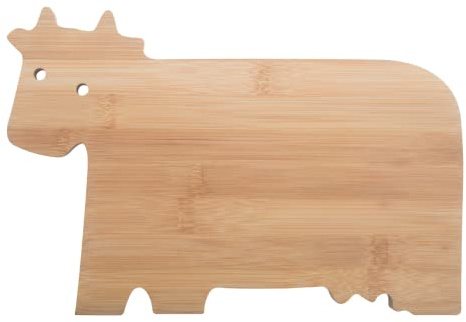 Juego doble de 2 tablas de cortar, tabla de cocina, tabla de desayuno, de madera auténtica, certificada (EC) No 1935/2004 en 5 diseños, pollo, cerdo, vaca, abeto, pescado (vaca)