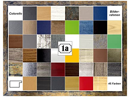 Colorello Deluxe Puzzlerahmen 75x98 cm Bilderrahmen Blaugold Meliert Hintergrund Weiss Antireflex Kunstglas