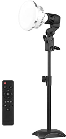 Andoer - Kit de iluminación LED de fotografía de mesa con bombilla de 85 W regulable 3200 K-5500 K + casquillo de lámpara E27 + soporte de escritorio + mando a distancia