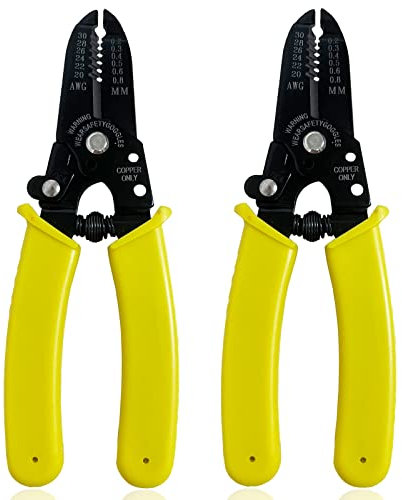 Professional Wire Stripper Wire Cutter Precision Multi-Function Hand Tool for 20-30 AWG Solid Wire & Stranded Wire, 6.5 Inch Wire Stripping Tool, 2 Pack