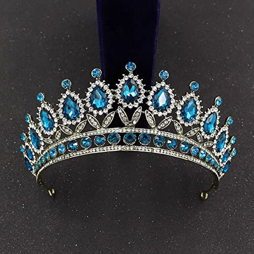 Diamant Tiara Barock Vinatge Teal Rosa Kristall Kronen Diadem Strass Geburtstag Tiara Stirnband für Hochzeit Braut Haarschmuck