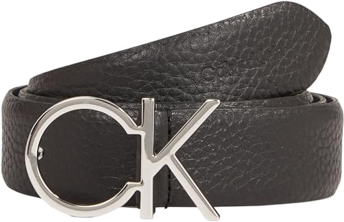 Calvin Klein Damen Gürtel Ck Logo Belt 3.0 Pebble aus Leder, Schwarz (Ck Black), 85 cm