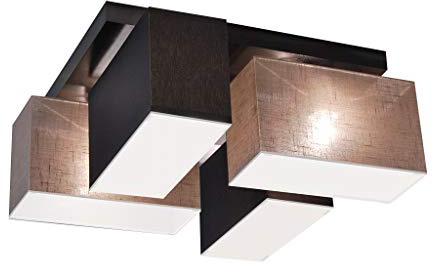 alfalux Deckenlampe LED Deckenleuchte Mit Blenden Leuchte Lampe Wohnzimmerlampe Schlafzimmerlampe 4 Flammig Holz Kinderzimmer Wohnzimmer Schlafzimmer Badezimmer Küche BLEJLS4126D (DUNKEL BRAUN/GRAU)