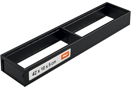 Blum AMBIA-LINE Schubladen-Organizer Stahl 42×10×5 cm | Carbonschwarz | Bad | Magnetplattenhalter – kein Verrutschen | Besteckeinsatz & Schubladentrenner aus Stahl | Für Küche, Bad & Kleiderschrank