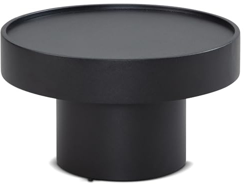 FineBuy Couchtisch Rund 60x60x36 cm Metall Schwarz, Pilz-Form | Wohnzimmertisch aus Aluminium in schnörkellosem Design, Sofatisch handgefertigt, Loungetisch