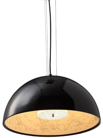 Quevia-Eletro Vintage Pendelleuchte Harz Und Glas Hemisphäre Sky-Garten-Design Pendellampe E27 Design Wohnzimmerlampe Esszimmerlampe Esstisch Bar-Lampe Höhenverstellbar Hängelampe,Mattschwarz,Φ60